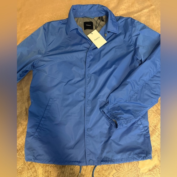 Theory Classic Cosch Jl Blue Sleek Nylon Jacket Sz L - Picture 5 of 9